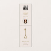 不動産仲介業者実在エステートエージェント金ゴールド鍵QR赤面ピンク 名刺 (外部フラット)