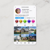 不動産仲介業者実在エテートインスタグラムホワイトモダン 名刺 (正面)