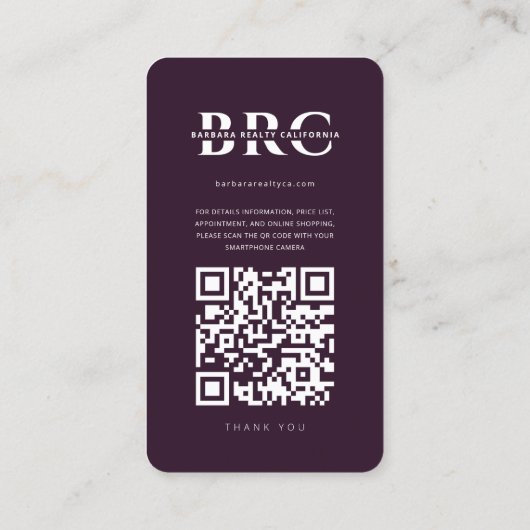 不動産仲介業者実在エテートエレガントダークパープルIGグリッド 名刺 (裏面)