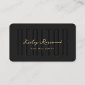 不動産仲介業者実在エテートエージェエレガントントブラックモダン 名刺 (正面)