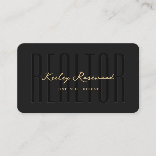 不動産仲介業者実在エテートエージェエレガントントブラックモダン 名刺 (正面)