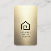 不動産仲介業者実在エテートエージェント金ゴールドブラックハウスモダン 名刺 (正面)