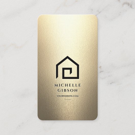 不動産仲介業者実在エテートエージェント金ゴールドブラックハウスモダン 名刺 (正面)