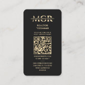 不動産仲介業者実在エテートエージェント金ゴールドブラックハウスモダン 名刺 (裏面)