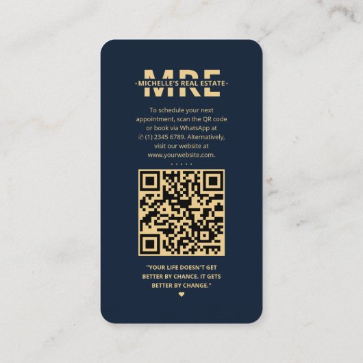 不動産仲介業者実在エテートエージェントIGネイビーブルーモダン 名刺 (裏面)