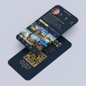 不動産仲介業者実在エテートエージェントIGネイビーブルーモダン 名刺