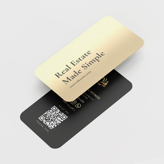 不動産仲介業者実在エテートプロパティブラック金ゴールドモダー 名刺