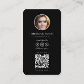 不動産仲介業者実在エテートマーケティングブラックシルバーモダン 名刺 (裏面)