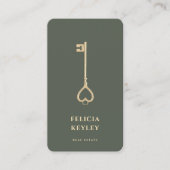 不動産仲介業者実在エテートモノグラムモダンセージグリーン 名刺 (正面)