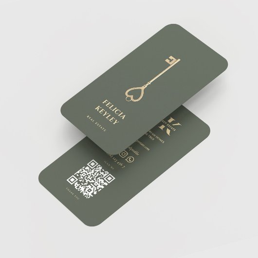 不動産仲介業者実在エテートモノグラムモダンセージグリーン 名刺