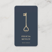 不動産仲介業者実在エテートモノグラムモダンダークブルー 名刺 (正面)