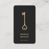 不動産仲介業者実在エテートモノグラムモダンブラック金ゴールド 名刺 (正面)