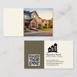 不動産仲介業者実在エージェントの写真ロゴとQRコード 名刺