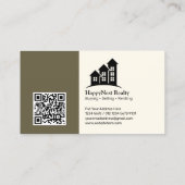 不動産仲介業者実在エージェントの写真ロゴとQRコード 名刺 (裏面)