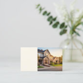 不動産仲介業者実在エージェントの写真ロゴとQRコード 名刺 (スタンド正面)