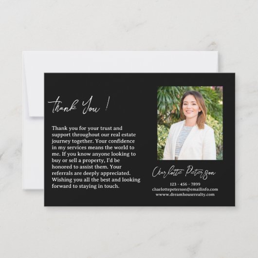 不動産仲介業者実在不動産エージェントの紹介と サンキューカード (正面)