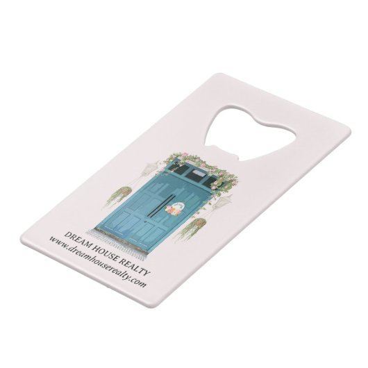 不動産仲介業者実在不動産代理店プロモーションまたは景品 クレジットカード栓抜き (正面アングル)