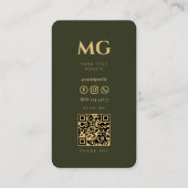 不動産仲介業者弁護士公証人軍グリーンモダンQR 名刺 (裏面)
