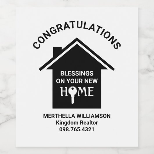 不動産仲介業者引っ越し祝いパーティークライアント終了ギフト ワインラベル (シングルラベル)