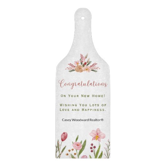 不動産仲介業者引っ越し祝いパーティーフローラウォーターカラーホームデコール カッティングボード (正面)