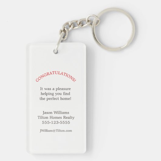 不動産仲介業者歓迎された家の新しい家のKeychain キーホルダー (裏面)