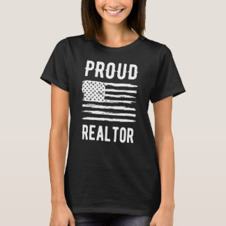 不動産仲介業者誇りを持った専門米国国旗 Tシャツ