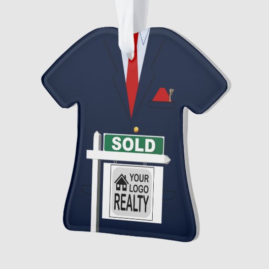 不動産仲介業者赤タイ販売サインパーソナライズされた オーナメント (正面)