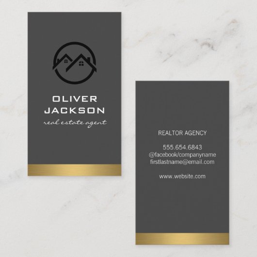 不動産仲介業者金属トリム 名刺 (正面/裏面)