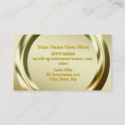 不動産仲介業者/モーゲージブローカーのデラックスな金の指輪のテーマ 名刺 (裏面)