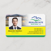不動産仲介業者、実在不動産投資家、ヘッドショット付き 名刺 (正面)