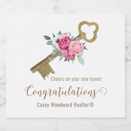 不動産仲介業者 |新しいホームおめでとうの応援 スパークリングワインラベル (シングルラベル)