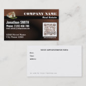 不動産仲介業者- QRコード名刺-ブラウン(QR447) 予約カード (正面/裏面)