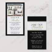 不動産仲介業者B/Wの写真の金ゴールドの原稿のボーダー 名刺 (正面/裏面)