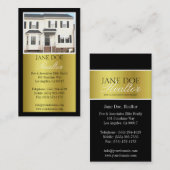 不動産仲介業者B/Wフォトスクリプト金ゴールドメタリック 名刺 (正面/裏面)