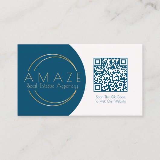 不動産仲介業者QRロゴ付き名刺デザイン 名刺 (正面)
