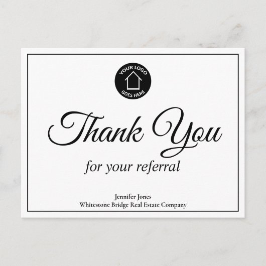 不動産会社ロゴカスタム不動産屋さん感謝 ポストカード (正面)