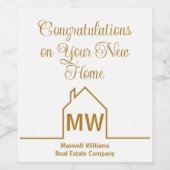 不動産会社 シック ゴールド ホーム お祝い ワインラベル (シングルラベル)