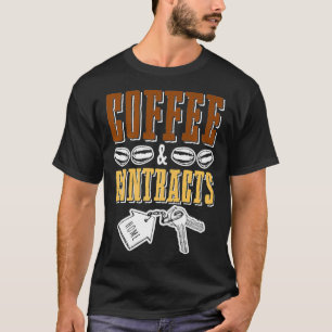 不動産営業のコーヒー好きが贈るユーモア名言プリント Tシャツ