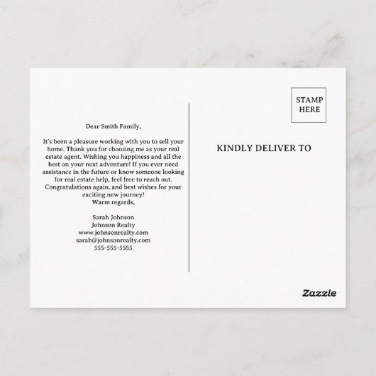 不動産売却おめでとうございます！ ポストカード (裏面)
