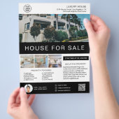 不動産売買仲介カスタムロゴQRコード チラシ (手)