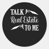 不動産実在を私に話すおもしろい不動産仲介業者エージェントグラフィック ラウンドシール (正面)