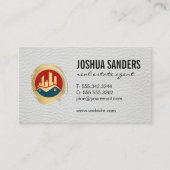 不動産実在プロパティロゴ |レザーテクスチャ 名刺 (正面)