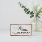 不動産実在ロゴ |大理石レザー 名刺 (スタンド正面)