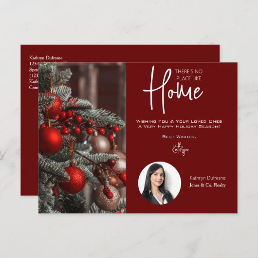 不動産屋さんの「家に帰るような場所はない」ホリデーポストカードです。 ポストカード (正面/裏面)