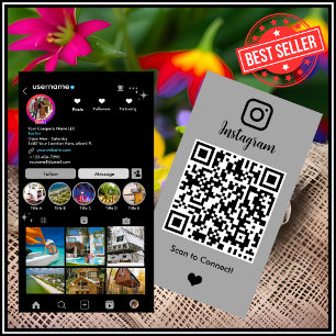 不動産屋Instagram  不動産エージェント グレーQRコード 名刺