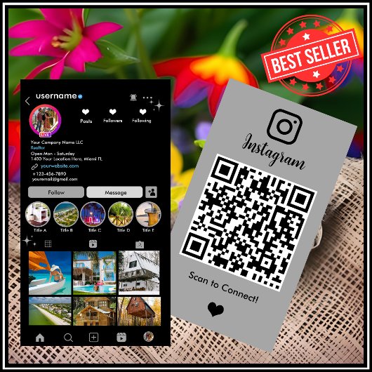 不動産屋Instagram 不動産エージェント グレーQRコード 名刺