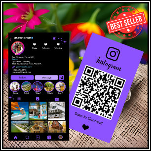 不動産屋Instagram  不動産エージェント 紫QR 名刺