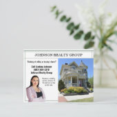 不動産業ダイレクトメールモダンセージ緑 ポストカード (スタンド正面)