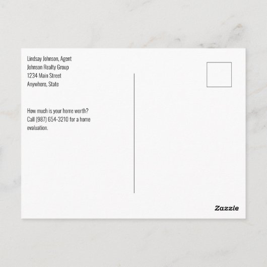 不動産業ダイレクトメールモダンセージ緑 ポストカード (裏面)