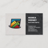 不動産業ハウス |壁の大理石テクスチャ 名刺 (正面)